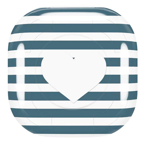 Polka Dots and Stripes Heart in Blue Galaxy Buds Live Skin