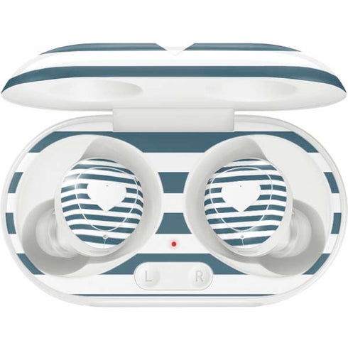 Polka Dots and Stripes Heart in Blue Galaxy Buds Plus Skin