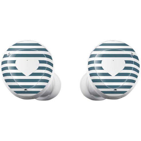 Polka Dots and Stripes Heart in Blue Galaxy Buds Plus Skin