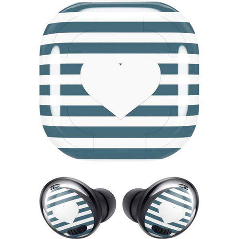 Polka Dots and Stripes Heart in Blue Galaxy Buds Pro Skin