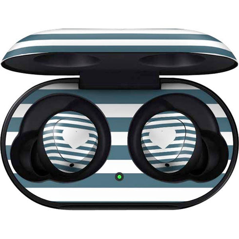Polka Dots and Stripes Heart in Blue Galaxy Buds Skin