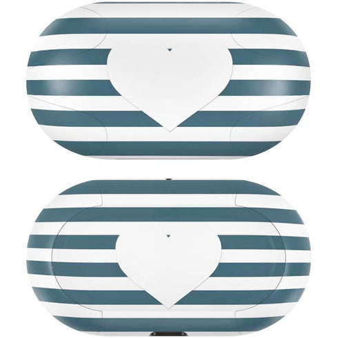 Polka Dots and Stripes Heart in Blue Galaxy Buds Skin