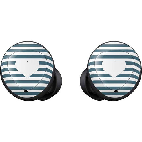 Polka Dots and Stripes Heart in Blue Galaxy Buds Skin