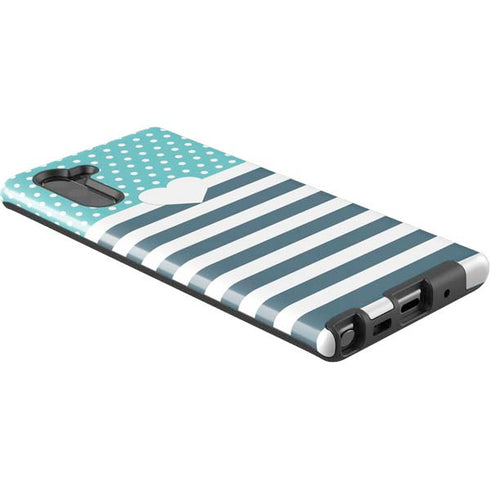 Polka Dots and Stripes Heart in Blue Galaxy Note 10 Pro Case
