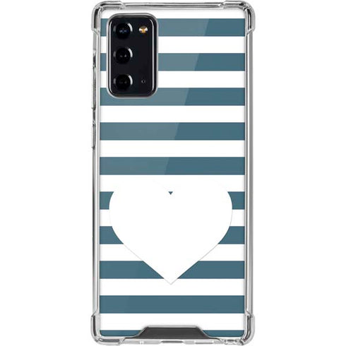 Polka Dots and Stripes Heart in Blue Galaxy Note20 5G Clear Case