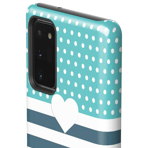 Polka Dots and Stripes Heart in Blue Galaxy Note20 5G Pro Case