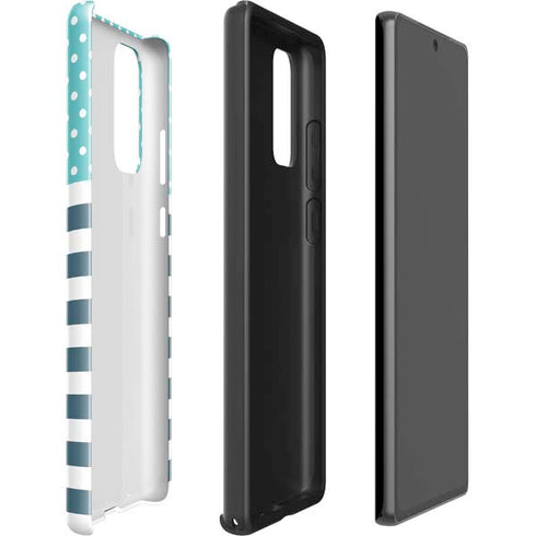 Polka Dots and Stripes Heart in Blue Galaxy Note20 5G Pro Case