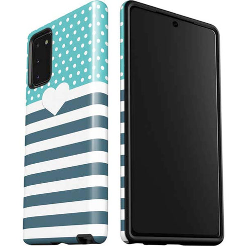 Polka Dots and Stripes Heart in Blue Galaxy Note20 5G Pro Case