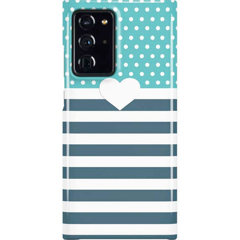 Polka Dots and Stripes Heart in Blue Galaxy Note20 Ultra 5G Lite Case