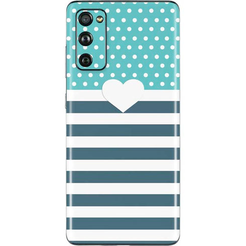 Polka Dots and Stripes Heart in Blue Galaxy S20 Fan Edition Skin