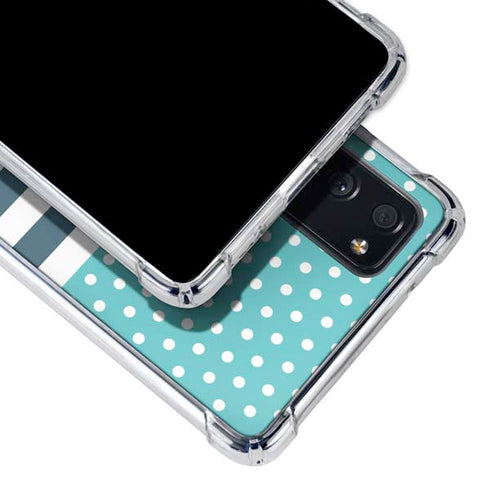 Polka Dots and Stripes Heart in Blue Galaxy S20 FE Clear Case