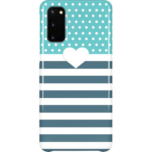 Polka Dots and Stripes Heart in Blue Galaxy S20 Lite Case