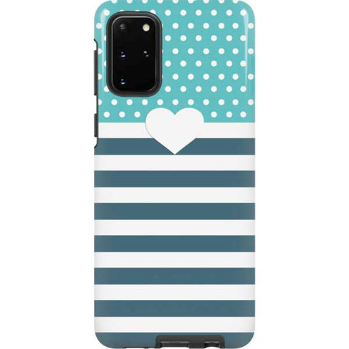 Polka Dots and Stripes Heart in Blue Galaxy S20 Plus Pro Case