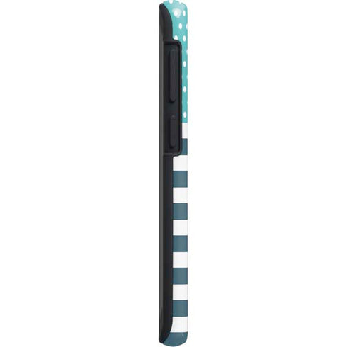 Polka Dots and Stripes Heart in Blue Galaxy S20 Plus Pro Case
