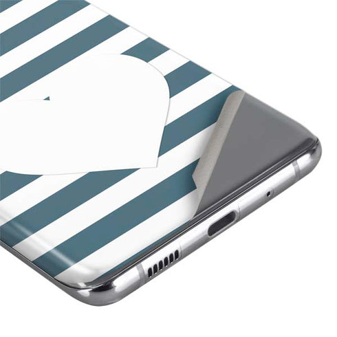 Polka Dots and Stripes Heart in Blue Galaxy S20 Ultra 5G Skin
