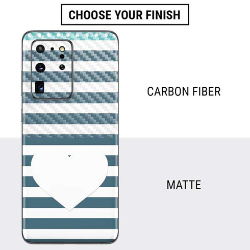 Polka Dots and Stripes Heart in Blue Galaxy S20 Ultra 5G Skin