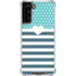Polka Dots and Stripes Heart in Blue Galaxy S21 FE Clear Case