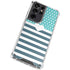 Polka Dots and Stripes Heart in Blue Galaxy S21 Ultra 5G Clear Case
