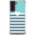 Polka Dots and Stripes Heart in Blue Galaxy S22 Clear Case