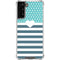 Polka Dots and Stripes Heart in Blue Galaxy S22 Plus Clear Case