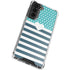 Polka Dots and Stripes Heart in Blue Galaxy S22 Plus Clear Case