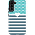 Polka Dots and Stripes Heart in Blue Galaxy S22 Plus Pro Case