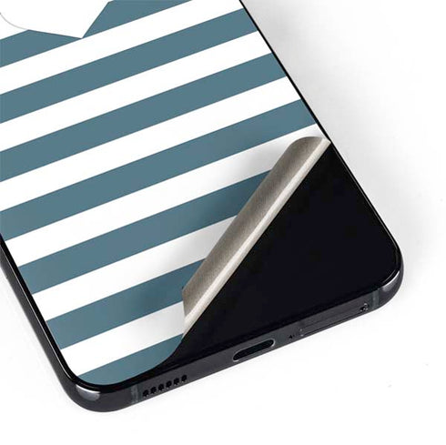 Polka Dots and Stripes Heart in Blue Galaxy S22 Plus Skin