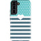 Polka Dots and Stripes Heart in Blue Galaxy S22 Pro Case