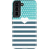Polka Dots and Stripes Heart in Blue Galaxy S22 Pro Case