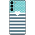 Polka Dots and Stripes Heart in Blue Galaxy S22 Skin