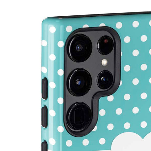 Polka Dots and Stripes Heart in Blue Galaxy S22 Ultra Pro Case