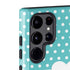 Polka Dots and Stripes Heart in Blue Galaxy S22 Ultra Pro Case