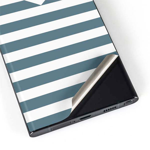Polka Dots and Stripes Heart in Blue Galaxy S22 Ultra Skin