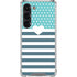 Polka Dots and Stripes Heart in Blue Galaxy S23 Clear Case