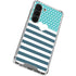 Polka Dots and Stripes Heart in Blue Galaxy S23 Clear Case