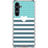 Polka Dots and Stripes Heart in Blue Galaxy S23 FE Clear Case