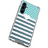 Polka Dots and Stripes Heart in Blue Galaxy S23 FE Clear Case