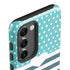 Polka Dots and Stripes Heart in Blue Galaxy S23 Plus Pro Case