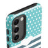 Polka Dots and Stripes Heart in Blue Galaxy S23 Pro Case