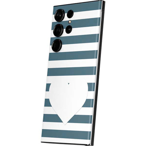 Polka Dots and Stripes Heart in Blue Galaxy S23 Ultra Skin