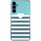 Polka Dots and Stripes Heart in Blue Galaxy S24 Clear Case