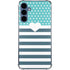 Polka Dots and Stripes Heart in Blue Galaxy S24 Clear Case