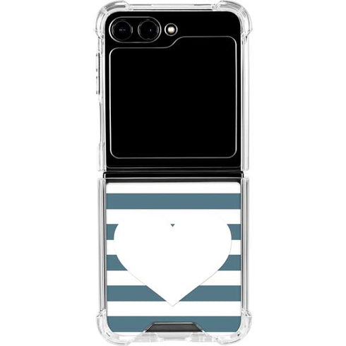 Polka Dots and Stripes Heart in Blue Galaxy Z Flip5 5G Clear Case
