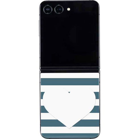 Polka Dots and Stripes Heart in Blue Galaxy Z Flip5 5G Skin