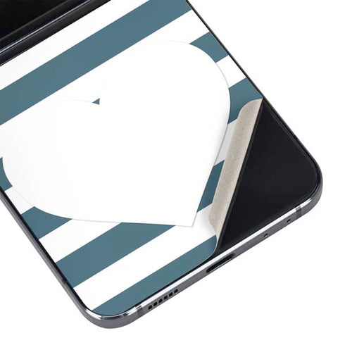 Polka Dots and Stripes Heart in Blue Galaxy Z Flip5 5G Skin