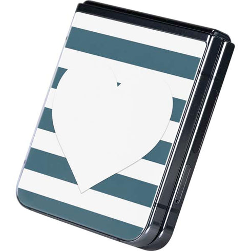 Polka Dots and Stripes Heart in Blue Galaxy Z Flip5 5G Skin