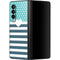 Polka Dots and Stripes Heart in Blue Galaxy Z Fold3 5G Skin