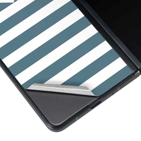 Polka Dots and Stripes Heart in Blue Galaxy Z Fold3 5G Skin