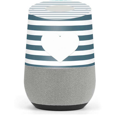 Polka Dots and Stripes Heart in Blue Google Home Skin
