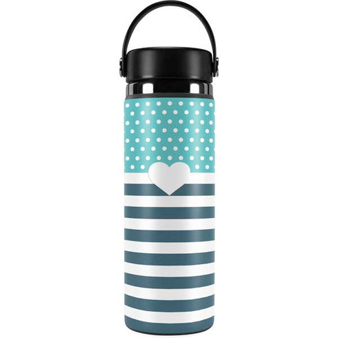 Polka Dots and Stripes Heart in Blue Hydro Flask 20oz Wide Mouth Skin